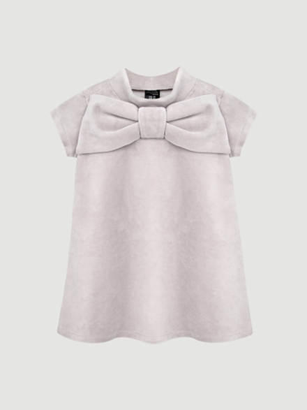 Велюровое платье Mjölk White Sand, с бантом