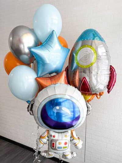 Сет шаров «Космонавт и ракета»