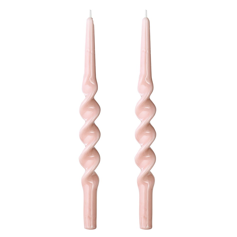 Набор из двух свечей цвета пыльной розы из коллекции essential, 35 см