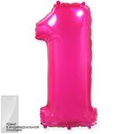 Шар (40"/102 см) Цифра, 1, Фуше, 1 шт. в упак.