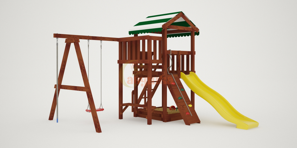 Детская площадка Савушка Мастер 1 с зимней и летней (Махагон) 4 сезона