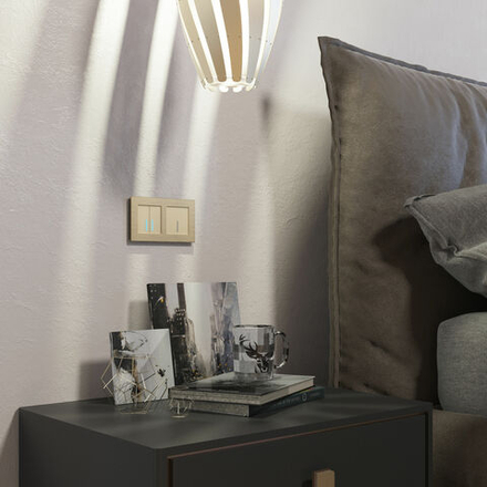 Сенсорный выключатель двухклавишный с подсветкой 1000 Вт (шампань)