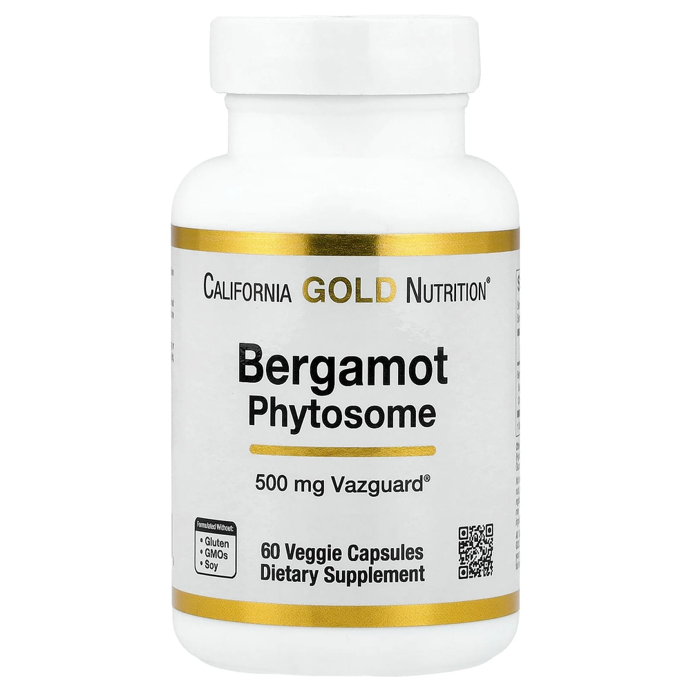 California Gold Nutrition, Bergamot Phytosome, фитосома бергамота с экстрактом бергамота, 500 мг, 60 растительных капсул
