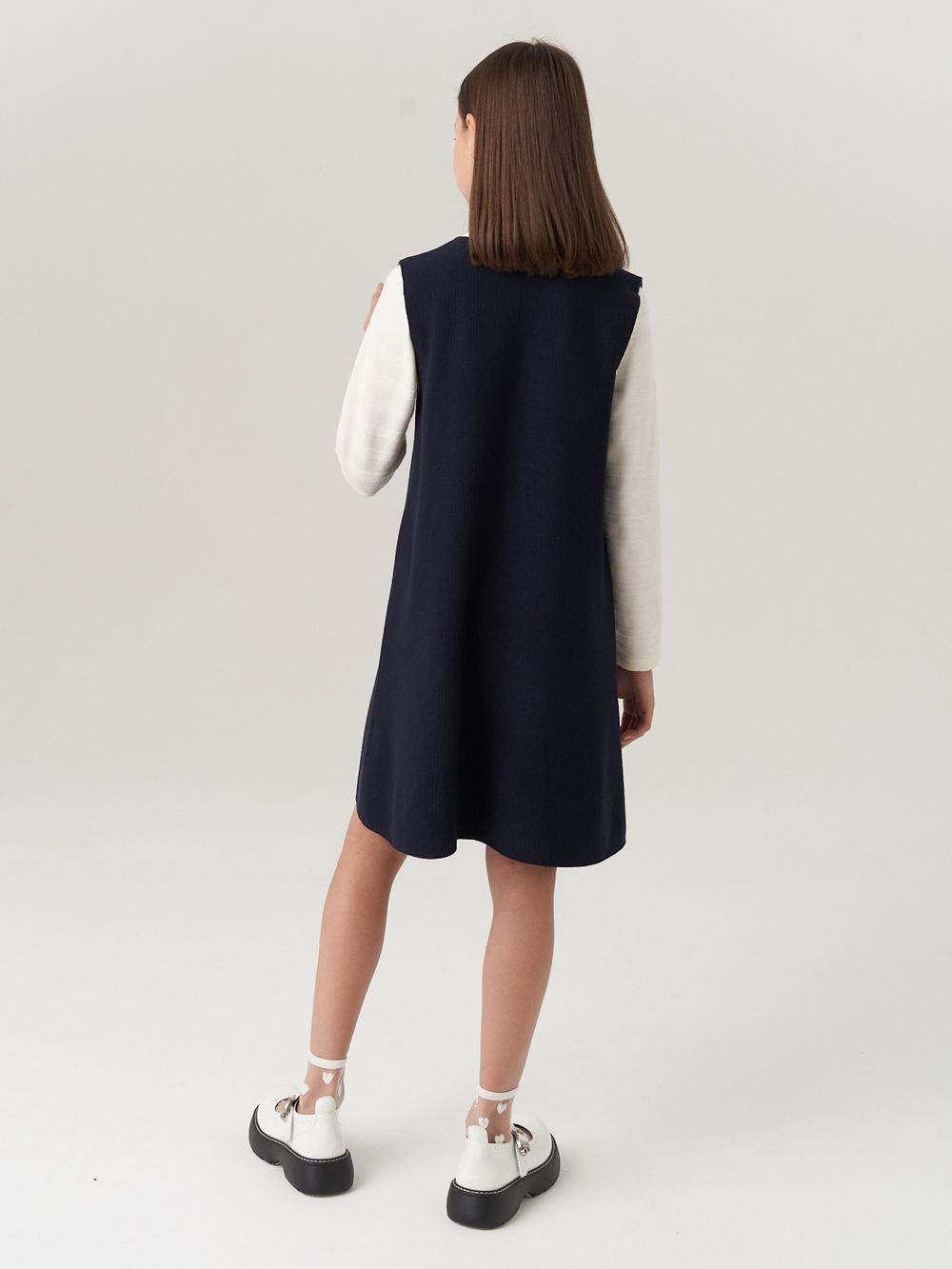 Сарафан школьный для девочки AT974 синий