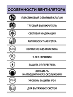 Вентилятор накладной ERA D100 обр.клапан тяг.выкл. ERA