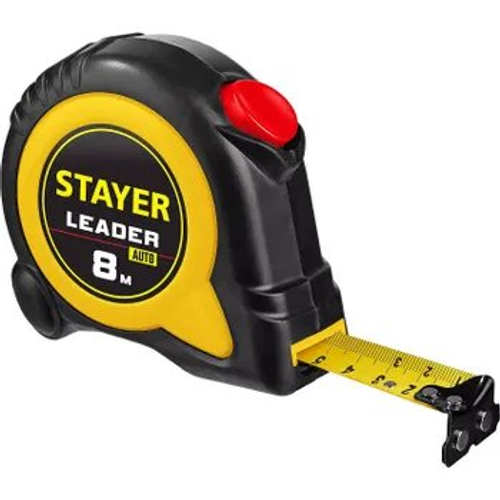 Рулетка с автостопом в ударостойком обрезиненном корпусе 8м/25мм STAYER LEADER 3402-08-25_z01