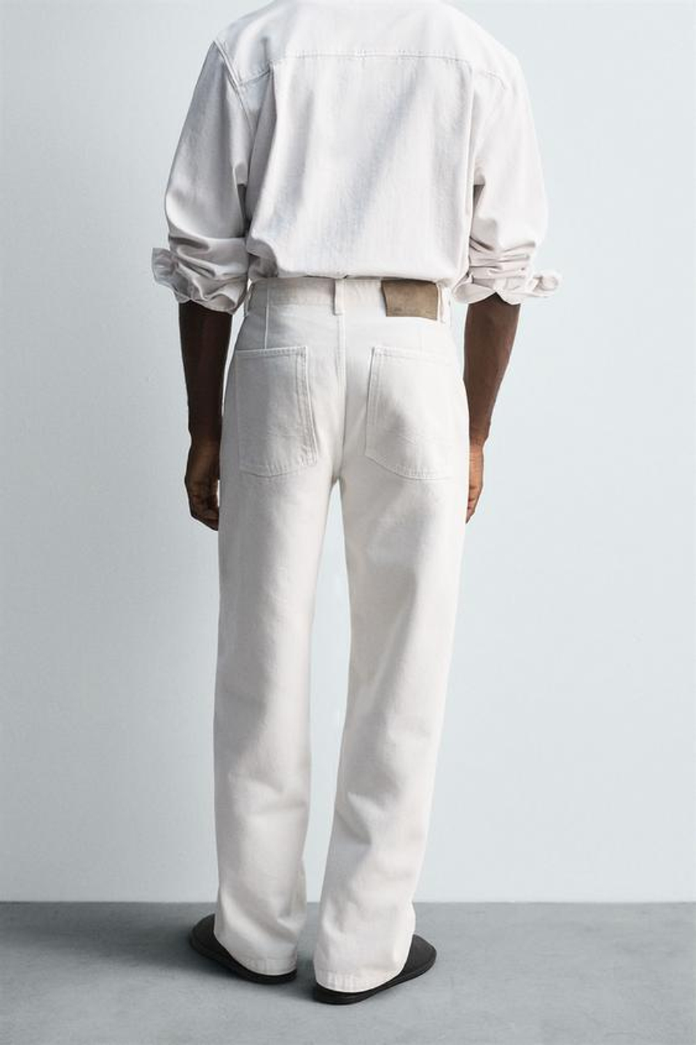 ZARA БРЮКИ ЧИНОС ИЗ ДЕНИМА - LIMITED EDITION, ЖЕЛТОВАТО-БЕЛЫЙ