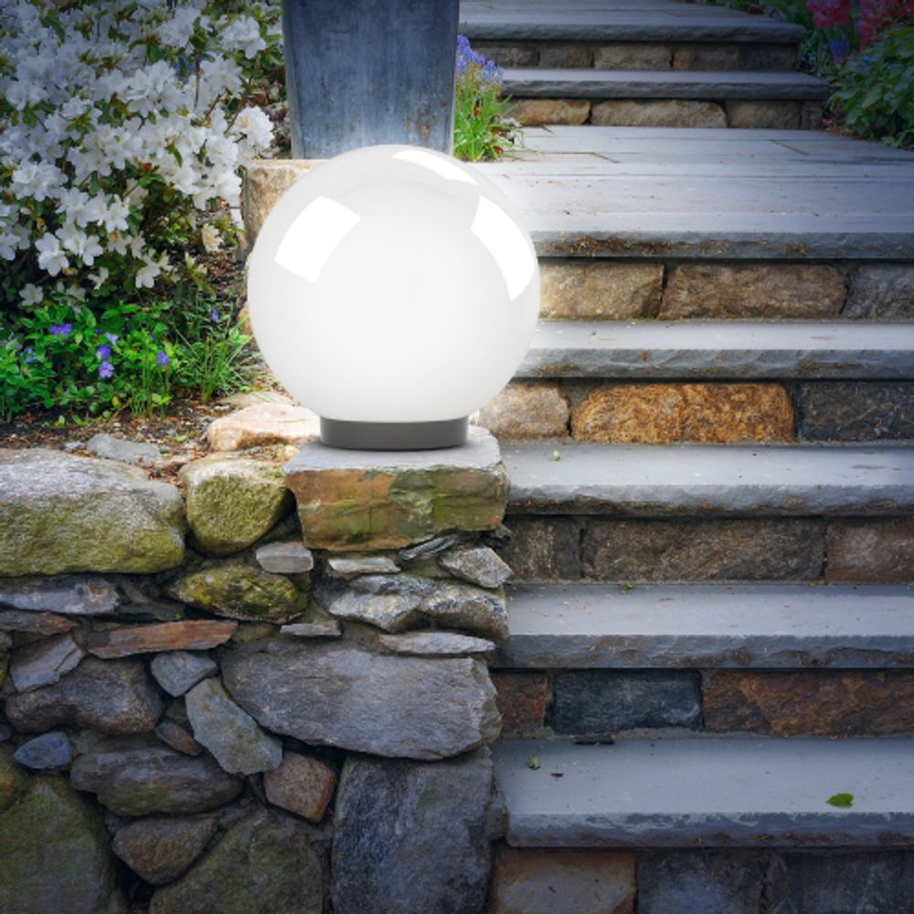 Садово-парковый светильник ЭРА НТУ 02-100-301 шар опаловый призма на опору / кронштейн IP44 Е27 max100Вт d300mm | Садово-парковые светильники