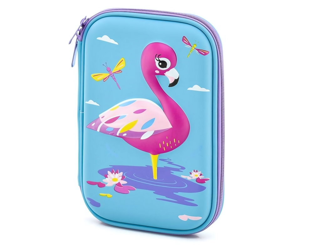 Пенал "Фламинго" 3D каркас.,микс,22*14 см