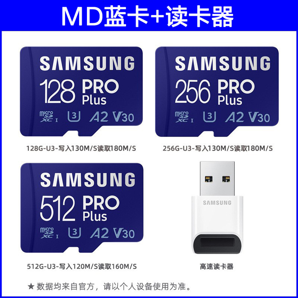 Карта памяти Samsung Pro Plus microSDXC 128 GB Class 10, V30, A2, UHS-I U3, R 180 МБ/с, с переходником на USB