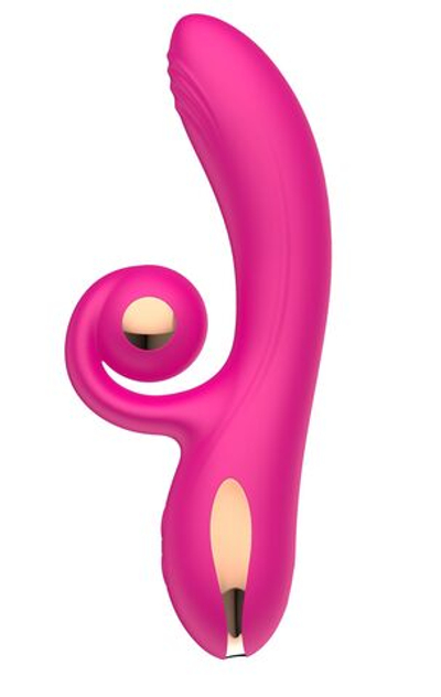 Розовый вибратор-кролик с функцией вращения ствола (Цвет: розовый)