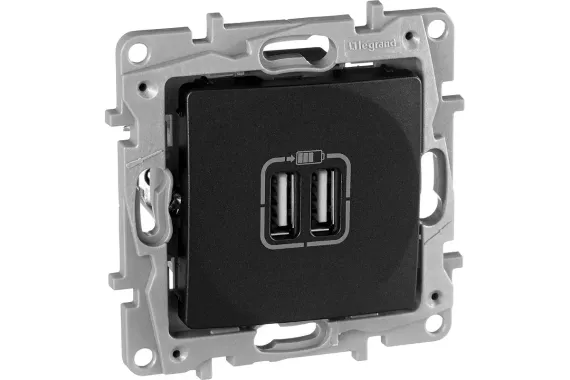 Розетка USB Legrand Etika двойная 2400мА антрацит 30197