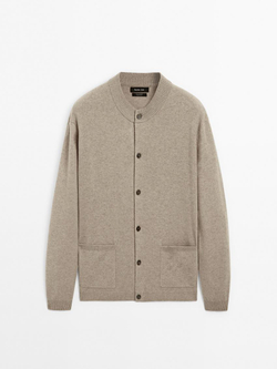 Massimo Dutti Кардиган из 100% кашемира с пуговицами, норка