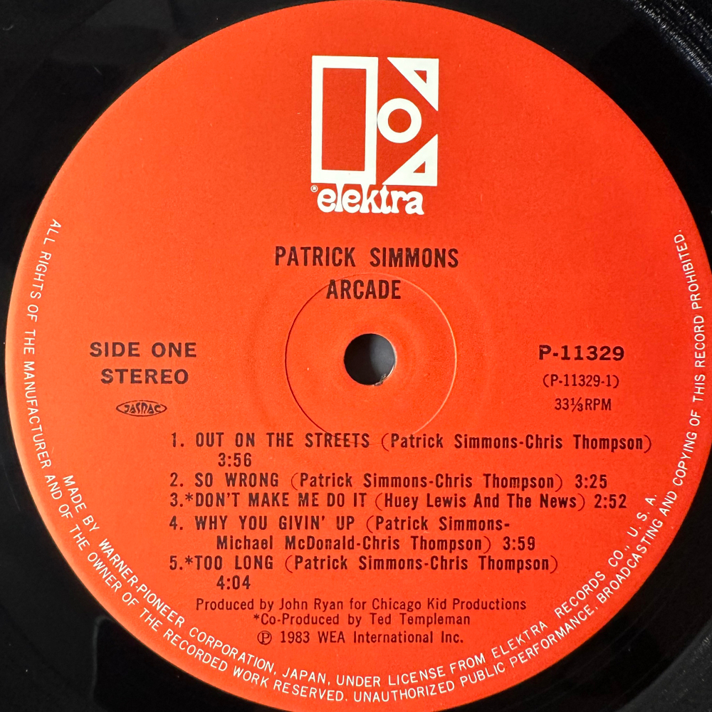 Patrick Simmons ‎– Arcade (Япония 1983г.)