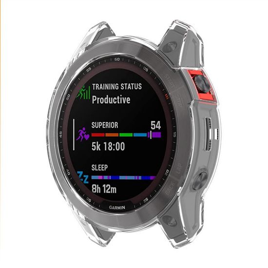 Защитный бампер чехол для часов Garmin Fenix 7X, Tactix 7 / 7 Pro, Enduro 2 силиконовый (Прозрачный)