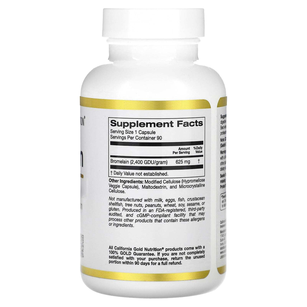 California Gold Nutrition, бромелаин, 625 мг, 90 растительных капсул