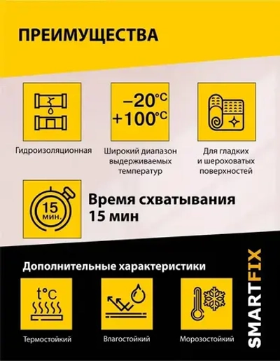 Клей универсальный холодная сварка, 55 гр, SmartFix BLITZ