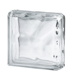 Завершающий стеклоблок бесцветный волна Vitrablok 19x19x8