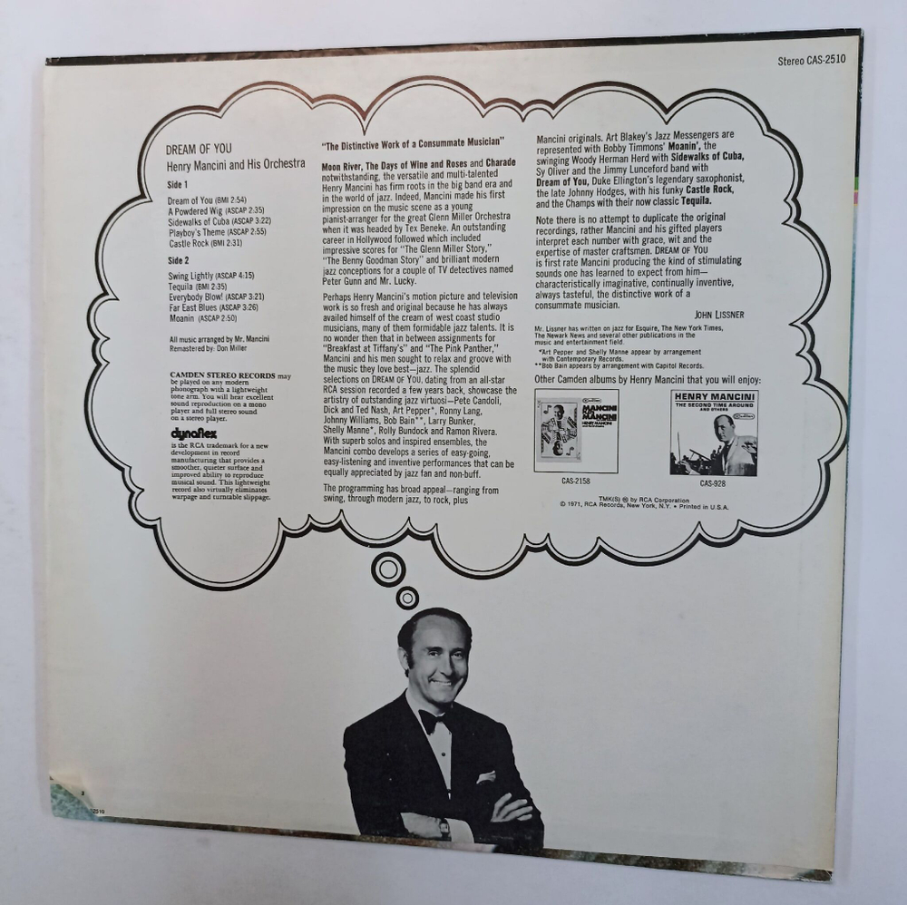 Винтажная виниловая пластинка Henry Mancini And His Orchestra Dream Of You (USA 1971)