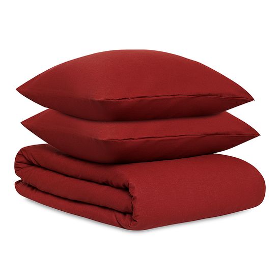 Комплект постельного белья изо льна и хлопка цвета копченой паприки из коллекции essential, 200х220 см