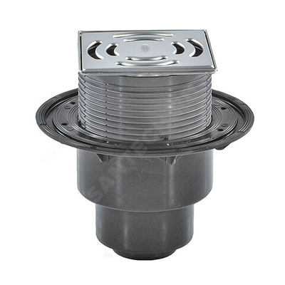 Трап регулируемый с гидрозатвором Дн 50/75/110 с нержавеющей решёткой 138х138мм с фиксацией решетки Klick-Klack вертикальный выпуск HL HL3100