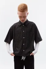 Рубашка БИЧ укороченная оверсайз черная