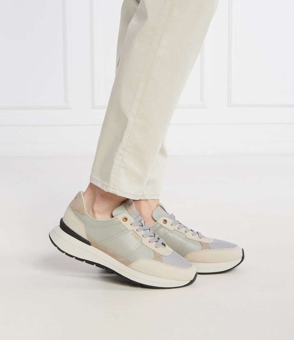 Кожаные кроссовки jace_runn_lmme BOSS BLACK - бежевый(50517307)