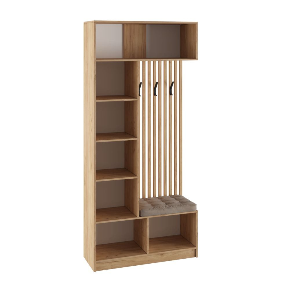 Прихожая с зеркалом комплект мебели Графит/Дуб 199.6х40х220 см