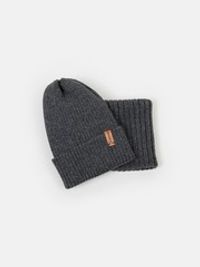 Снуд из смесовой шерсти "Графит" вертикальная вязка