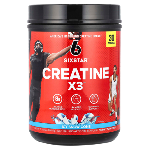 SIXSTAR, Creatine X3, снежный кокос в кокосовом орехе, 1,00 кг (2,20 фунта)