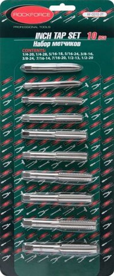 Набор метчиков, 10пр. (дюйм.) RockForce##Rock FORCE RF-C010-2T