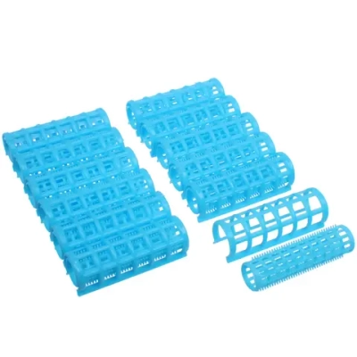 Бигуди пластмассовые с зажимом 12шт, цвет микс, d=20мм (голубой)