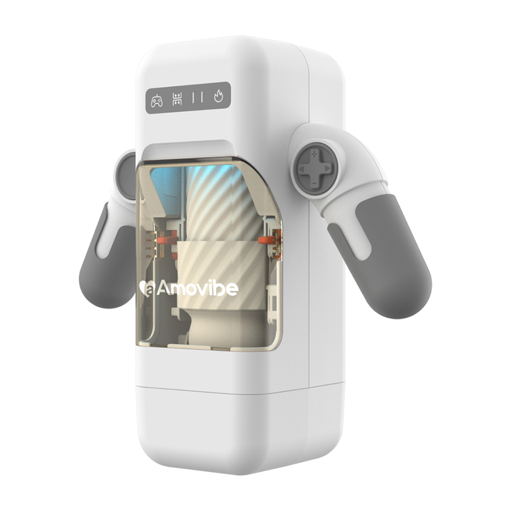Автоматический белый робот-мастурбатор в виде игрового джойстика Amovibe Game Cup WRM Thrusting Male Masturbator