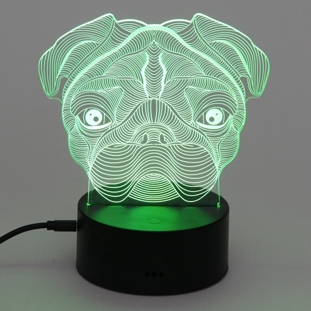 Светильник ночник «3D-Пёсик» на пластиковой подставке, с включателем USB