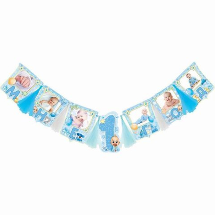 Гирлянда на первый годик с кисточками "Мне 1 год, мальчик", 150 см
