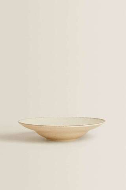 ZARA HOME ФАРФОРОВАЯ ТАРЕЛКА ДЛЯ МАКАРОН СО СТАРИННОЙ ОТДЕЛКОЙ, СВЕТЛО-БЕЖЕВЫЙ