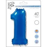 Шар (40"/102 см) Цифра "1" Синий в упаковке / One