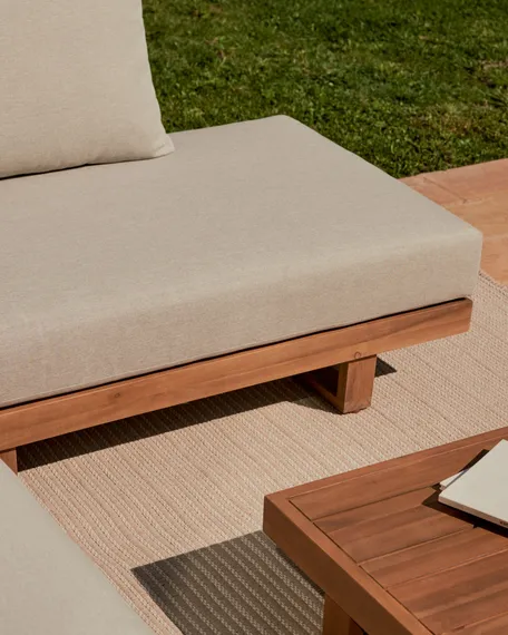 Комплект уличной мебели Raco из массива акации, 5-местный угловой диван и журнальный столик