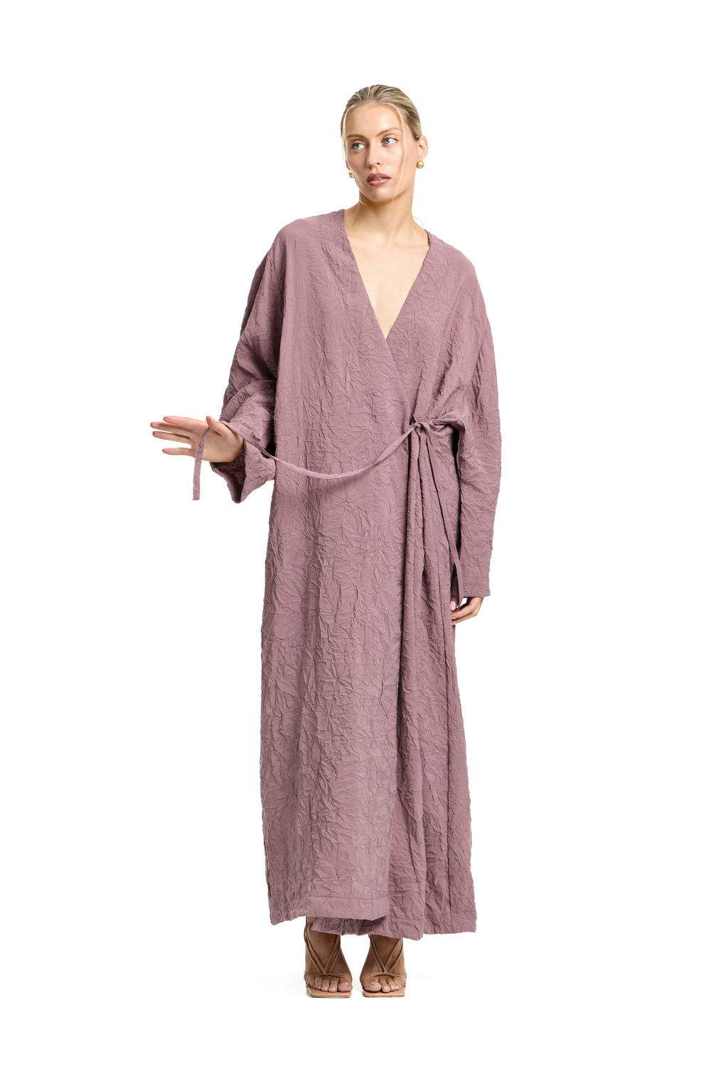 Платье maxi с баской Invitation powder