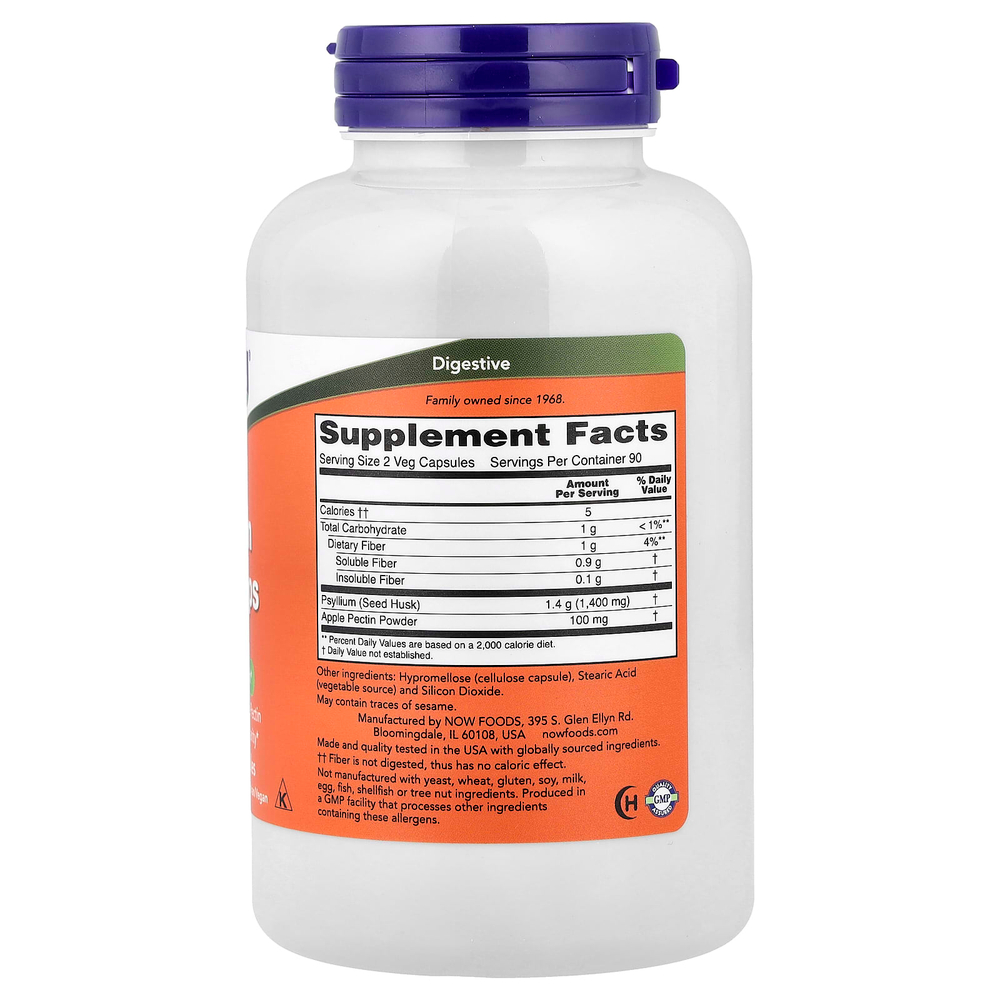NOW Foods, оболочка семян подорожника в капсулах, 700 мг, 180 растительных капсул