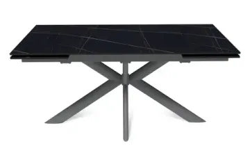 Стол "СТРОНГ" 160-240, керамика Black gold матовая, опоры черный муар