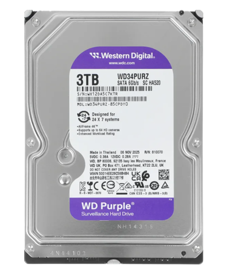 Жесткий диск Western Digital WD Purple 3 ТБ 3,5″ (WD34PURZ)