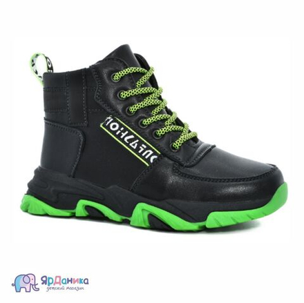 Зимние ботинки Olipas зелено-черные С3645-0