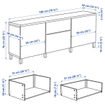 Комбинация для хранения - BESTÅ/ BESTА IKEA/ БЕСТА/БЕСТО ИКЕА, 180х76  см, белый/под беленый дуб
