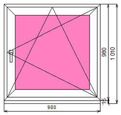 Пластиковое окно 980 х 980 ТермА Эко