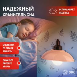 Ночник - светильник светодиодный ЭРА NLED-487-1W-SW-P настенный на батарейках с выключателем розовый