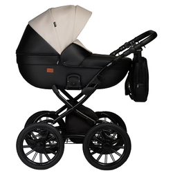 Детская коляска Indigo Mio Eco Plus 14 3 в 1 с автокреслом Avionaut Cosmo 04 черная кожа+св.бежевая кожа