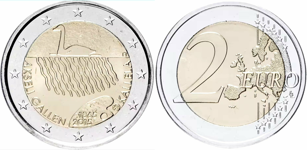 Финляндия 2 евро, 2015 150 лет со дня рождения Аксели Галлен-Каллелы UNC