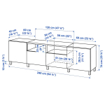 Тумба под ТВ с дверцами и ящиками - IKEA BESTÅ/BESTA/БЕСТО ИКЕА, 42х74х240 см, белый- светло-коричневый