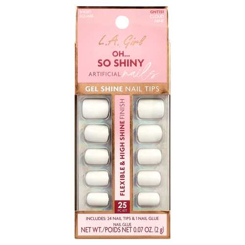 L.A. Girl, Oh So Shiny, искусственные ногти, гелевые типсы для сияния ногтей, GNT151 Облако Nine, набор из 25 предметов